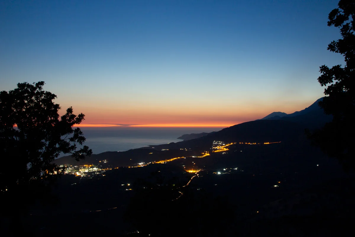 Himara Bay from above at night