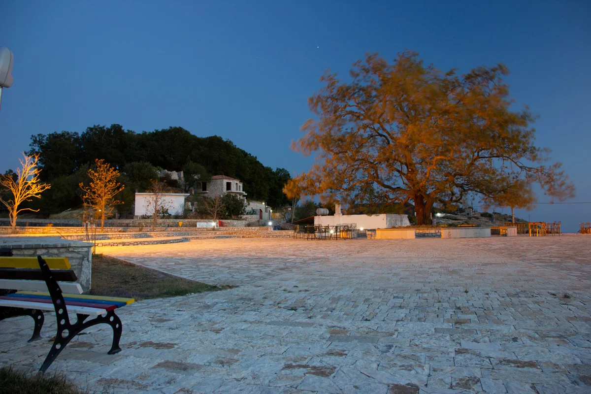 The main square of Pilur at night